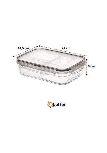 3 Bölmeli Kilitli Kapaklı 1 Litre Erzak Saklama Kabı Lc-510 Şeffaf