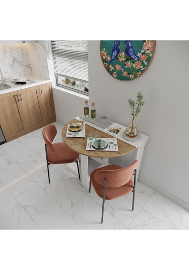 Pratik Katlanır - Açılır Kapanır Yuvarlak Mutfak Yemek Masası