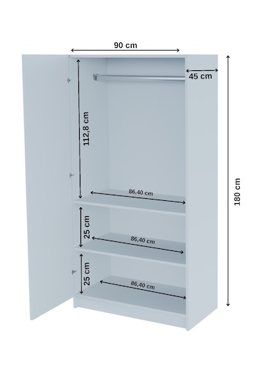 - Ladik - Beyaz Çift Kapaklı Gardırop 180-90-45 Cm Beyaz - Ladik - Beyaz Çift Kapaklı Gardırop 180-90-45 Cm Beyaz