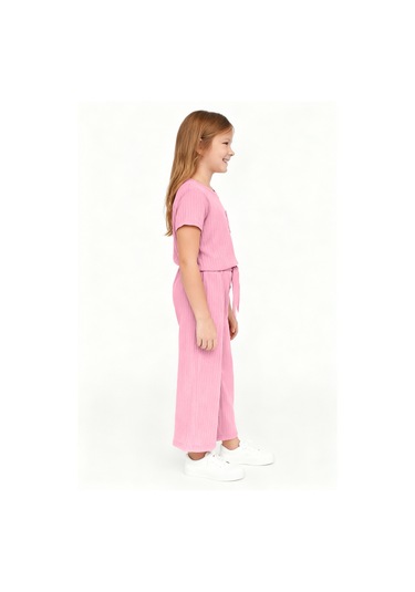 Kız Çocuk Pijama Altı Beli Lastikli Rahat Kalıp Pembe