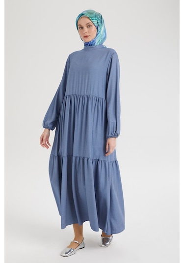 Armine Trend Kolları Lastikli Günlük Elbise-indigo 25yt953 İndigo