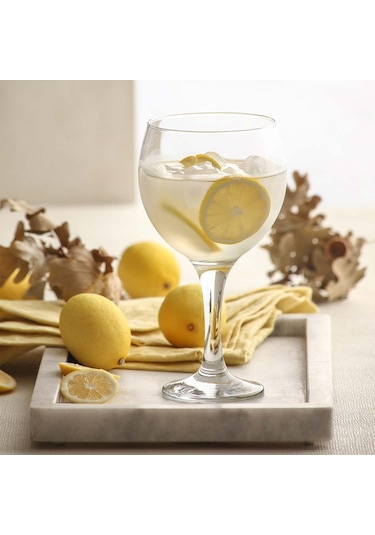 LAV Misket Cam Goblet 6'lı 645 ml Ayaklı (Şarap Kadehi , Kokteyl Bardağı)