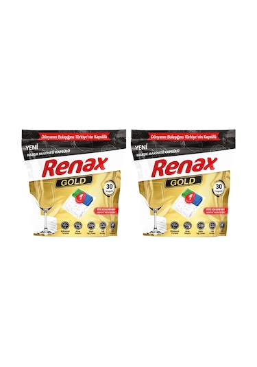 Renax Gold Hepsi Bir Arada Bulaşık Makinesi Kapsülü 2 x 30 Tablet