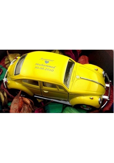 Kişiye Özel Sarı Metal Vosvos Çek Bırak Oyuncak Araba Büyük Boy U