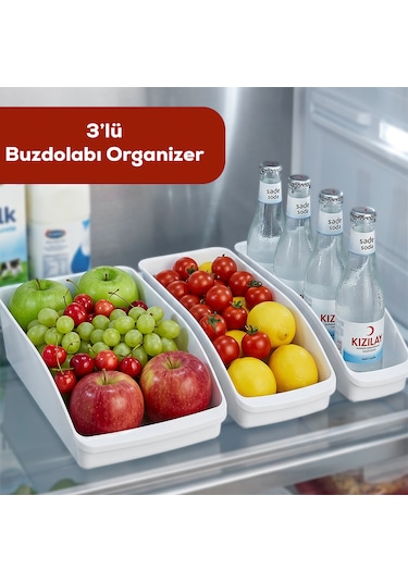 Porsima Org-49-p 3lü Çok Amaçlı Plastik Dolap Içi Düzenleyici Saklama Kutusu Organizer Sepet - Beyaz
