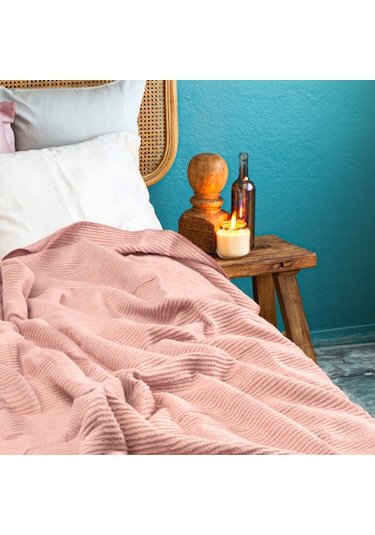 Verra Home Pamuk Battaniye Tek Kişilik Tv Battaniyesi 130 x 170 CM Pembe