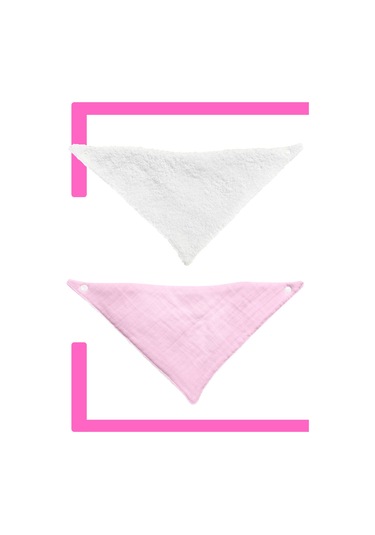 Bebek Ağız Bezi Salya Önlüğü Fular Çok Amaç 2'li P-byz Pembe - Beyaz