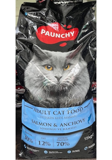 Paunchy Somonlu ve Hamsili Yetişkin Kedi Maması 15 KG