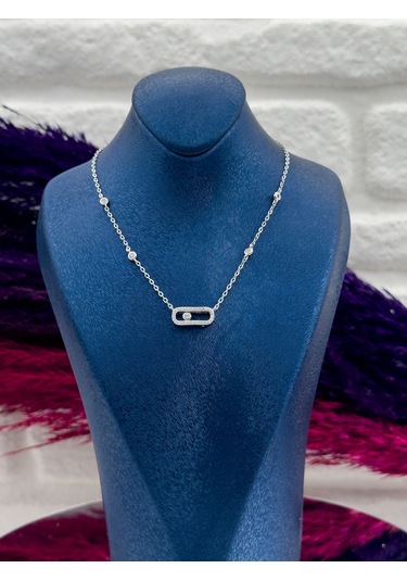 925 Ayar Gümüş Özel Tasarım Su Yolu Modeli Zarif Kadın Kolye Gümüş