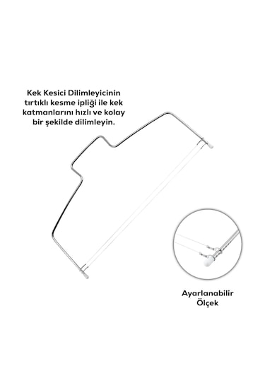 Porsima Ivo-pst156 2 Telli Paslanmaz Ayarlanabilir Pasta Kesici Kek Katmanı Dilimleme Teli Çelik