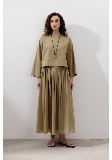 Bağlama Detaylı Geniş Etek Toprak Toprak