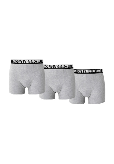 Boun Marche Erkek Boxer Likralı Premıum 3'lü Kutu Cronix Gri