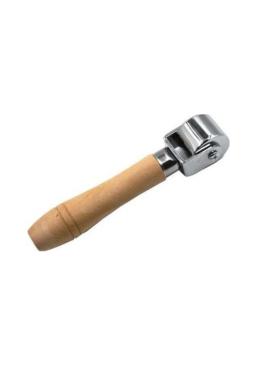 Besthome1 Suntek Deri Rulo Ahşap Saplı Kırma Aracı 2,5cm Leathercraft El Sanatı İpuçları Gümüş