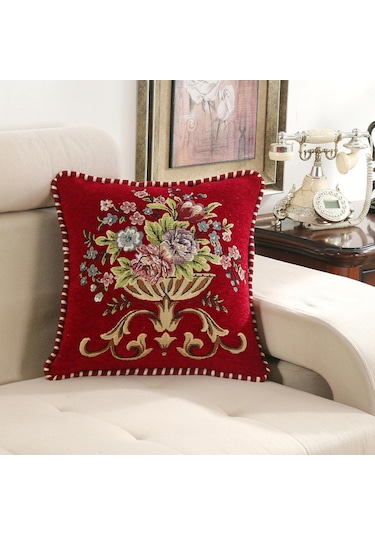 Suntek 48x48cm Makinede Yıkanabilir Dekoratif Yastık Kırmızı Kırmızı