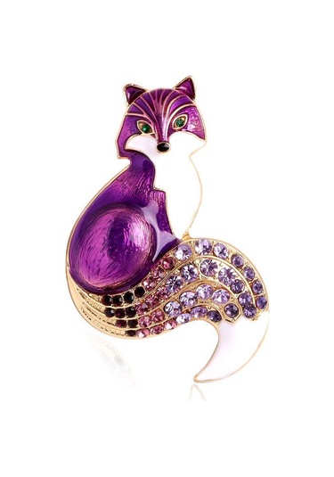 1 Adet Kadınlar İçin Yapay Elmas Emaye Tilki Broşları Hayvan Parti Günlük Broş İğneleri Hediyeler Turuncu