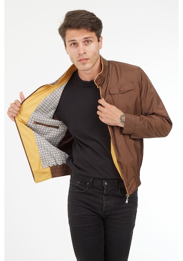 Sposo 1088 Su Itici Kumaş Regular Kalıp A.Kahve Erkek Yazlık Mont Açık Kahverengi