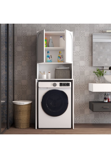 Lyon Çamaşır Makinesi Dolabı V102 - Beyaz Beyaz