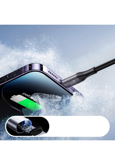 Joyroom S-a28 Flaş Serisi 60w 480mbps Hızlı Şarj Veri Kablosu, Type-c - 8 Pin Kablo, Uzunluk: 1m Siyah