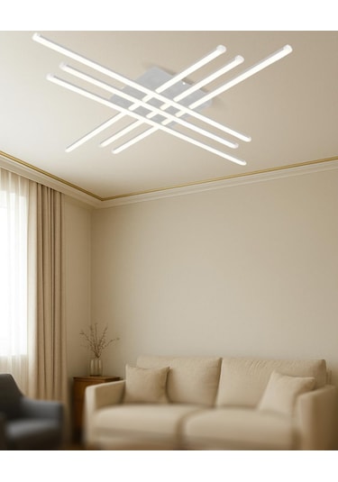 Tt070-by-srr Tt Ayd. Sarı Işık Led 6 Lı Çubuk Mat Beyaz Led Avize