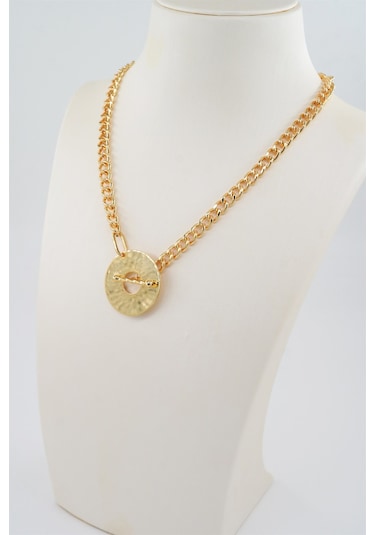 Kadın Özel Tasarım Prenses Zincirli Yuvarlak Figürlü Kolye - ALTIN