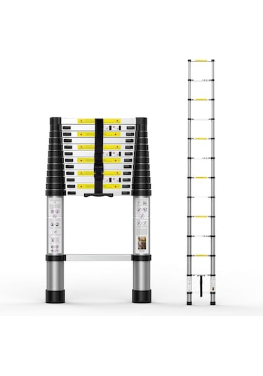 Tenttech 2,6 Mt Paslanmaz Teleskopik Merdiven-9 Basamaklı 1 Adet