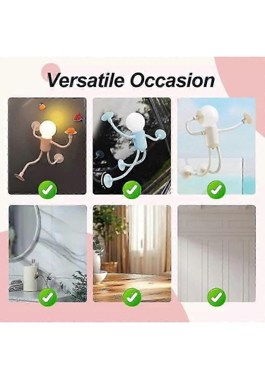 Kalıplanabilir Komik Sporcu Gece Lambası Düğme Pil Masa Lambası Çok Yönlü Mini Lamba Yaratıcı Süs Vakum Adsorpsiyon Çok Renkli