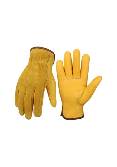 Kangvka S Boyutu Sarı İnek Derisi İş Eldiveni - Kaymazlı Dayanıklı - Elektrik Kaynağı, Araç Tamiri, Bahçecilik Koruması