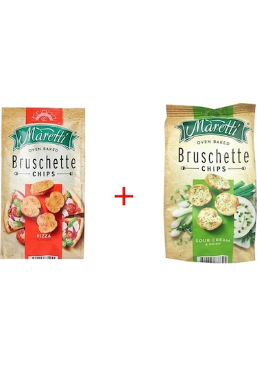 Maretti Brushette Chips Pizza + Sour Cream Onion Aromalı 2'li