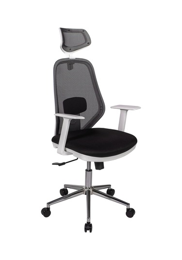 Ofisbazaar Dali Beyaz Fileli Yönetici Koltuğu Ergonomik Başlıklı Ofis Koltuğu Siyah Fileli Siyah
