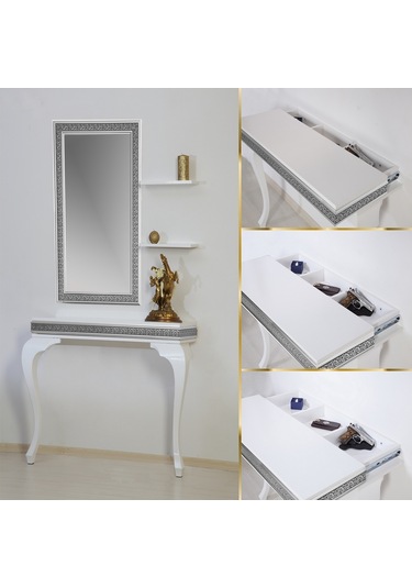 Decorotti Gümüş Varaklı Dresuar Takımı Ferro A3-1 Beyaz