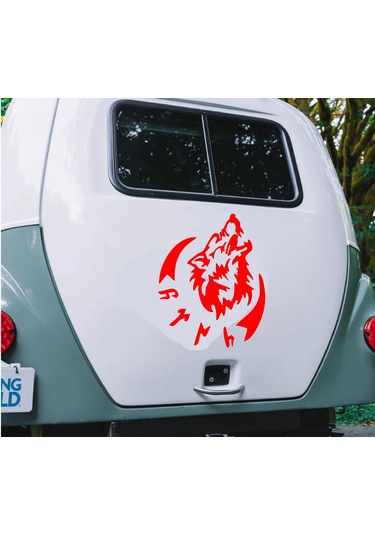 Kurt Ve Göktürkçe Türk Yazısı Gökbörü Sticker - Araba Oto Motosiklet Karavan Pickup Sticker 00758 30x26 Cm