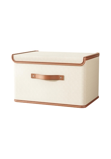 Suntek Katlanabilir Organizatör Kapaklı Saklama Kutusu Bej 50 x 35 x 31 CM