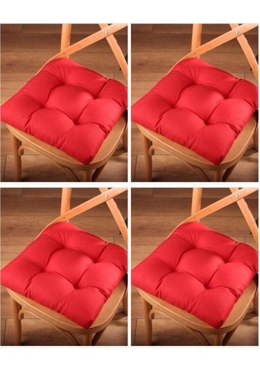 Altınpamuk Altınpamuk 4'Lü Lüx Pofidik Bordo Sandalye Minderi Özel Dikişli B