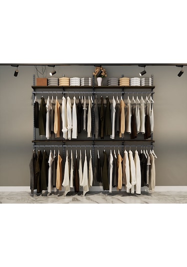Dekoratif Giyinme Odası Raf Sistemleri & Oda İçi Dekoratif Gardrop Raf Sistemi Siyah