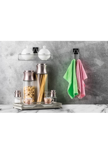 Yapışkanlı İkili Havluluk Askı Krom