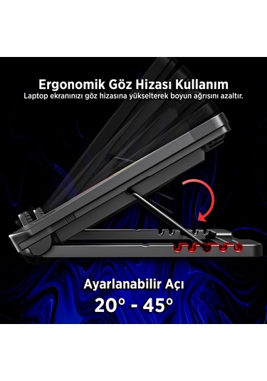 Juo Odin Rgb Işıklı Gaming 2200rpm Çift Fan Led Display Laptop Notebook Soğutucu Stand