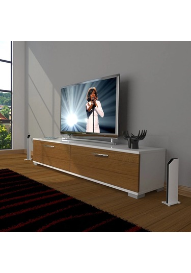 Decoraktiv Eko 140 Slm Std Tv Ünitesi Tv Sehpası - Beyaz - Ceviz Beyaz - Ceviz