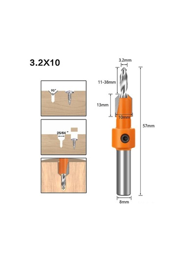 Shineyee 8/10mm Hss Tungsten Çelik Ahşap Vidalama Matkap Ucu - 3x10mm Boyutlu, Dayanıklı, Parafüs Ve Delik Açma