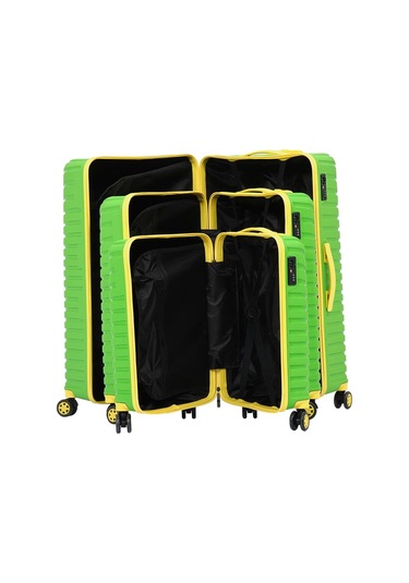 3'lü Set Silikon Kırılmaz Pp Unisex Yeşil Sarı Valiz Pwvlz005 Yeşil Sarı