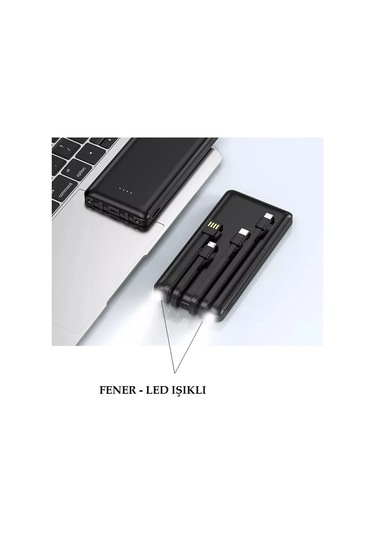 4 Çıkışlı Digital Göstergeli Fenerli 10.000 Mah Powerbank