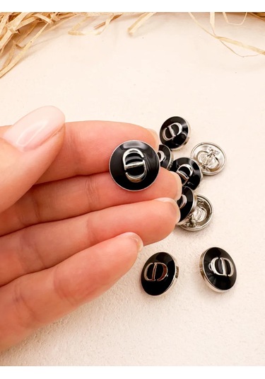 Marusina Skatulka Siyah Metal Düğmeler Dc 15 Mm 370470299