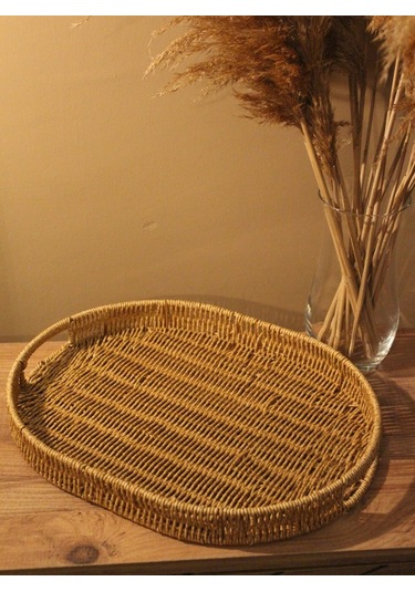 Hasır Rattan Oval Tepsi Geniş Boy Diğer