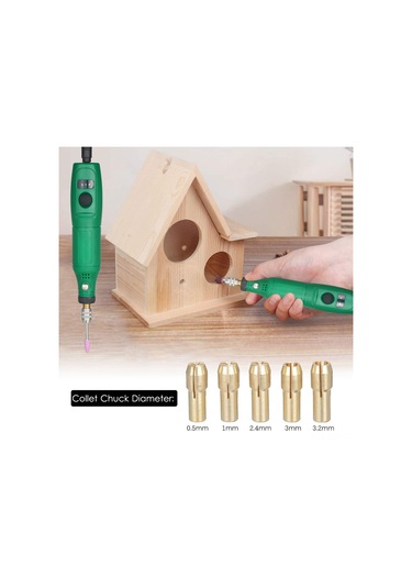 Geeroyoo 12v Mini El Taşlama Seti, 24 Parça Aksesuarlı, 5000-15000 Rpm Hız Ayarlı, Yeşil, Eu Fişli