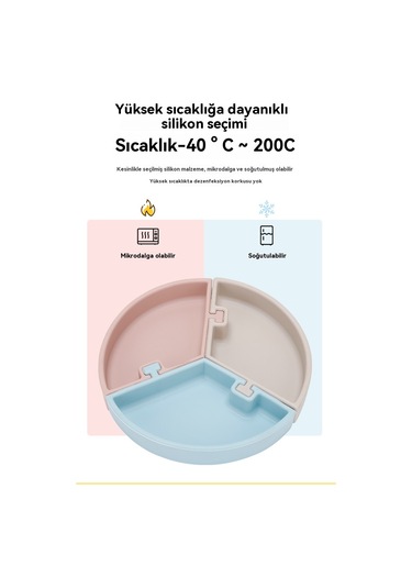 Jianfan Bölmeli Silikon Mama Tabağı Ve Birleşebilir Kase Bebek Beslenme Seti Mavi Kayı Diğer