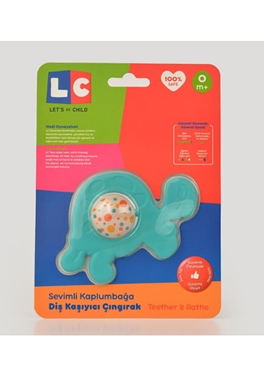 30862-lc Kanz Sevimli Kaplumbağa Diş Kaşıyıcı Çıngırak Turuncu - Mavi
