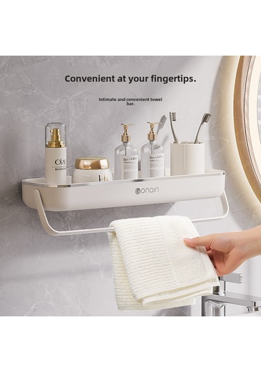 Reedark Duvarlı Depolama Rafı: Banyo/ Mutfak İçin Delme Yok Kurulum, Havlu & Kozmetik Saklama, Dayanıklı Malzeme, Toptan Satış Süt Beyaz Altın Baskı, Çubuklu Diğer