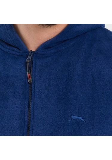 Slazenger SAMSON IN Erkek Fermuarlı Kapüşonlu Cepli Indigo Polar