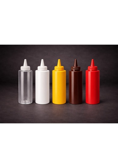 Sosluk Sıkma Şişesi 1000 Ml 5li Set Bpa Free Çok Renkli