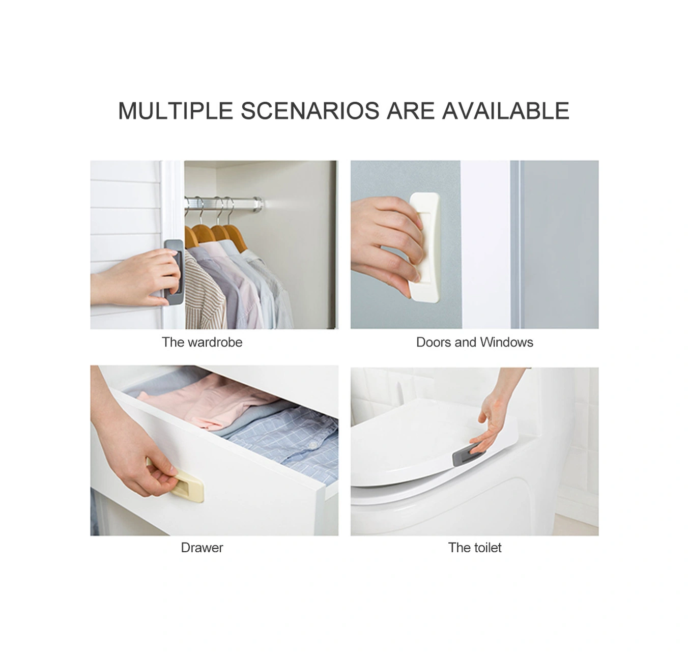 Geeksen Gri Renkli 2 Adet Abs Cam Kapı/pencere Tutanaklı Tutamak, Zorlama Olmadan Kaydırma, Delme Yok Kurulum, Dayanıklı Ve Konforlu Kullanım