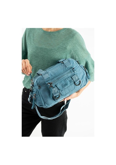 Kadın Omuz Çantası Çapraz Askılı Postacı Bayan Çantası 21 31 Cm Poliamid Hafif Kumaş Kol Çantası Mavi